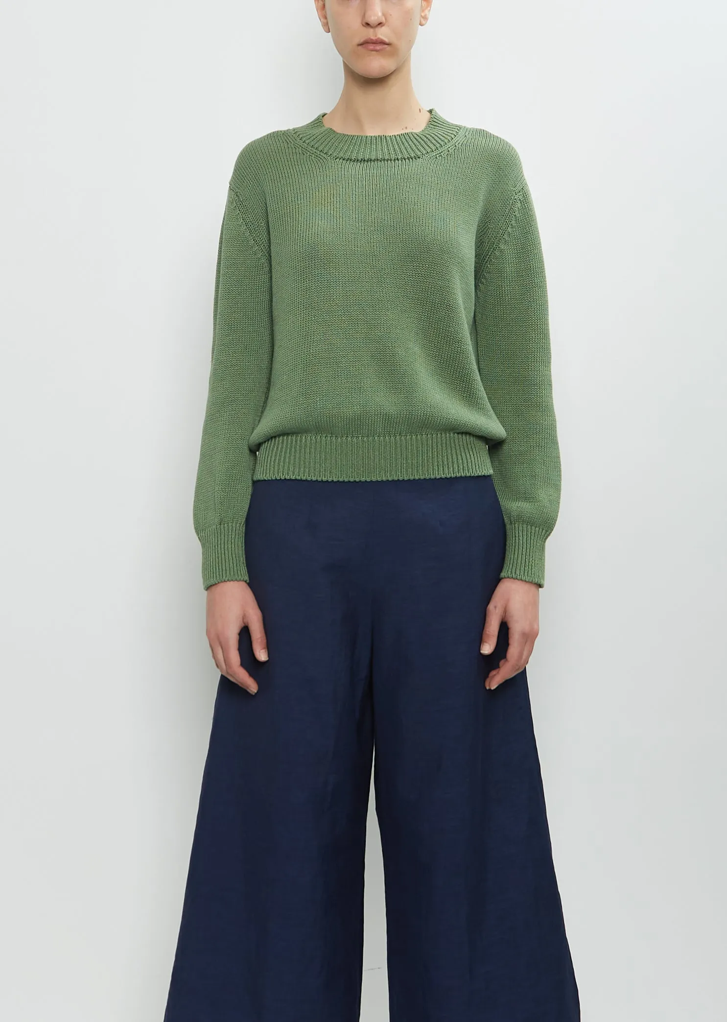 Linen Cotton Chunky Crew Neck Jumper