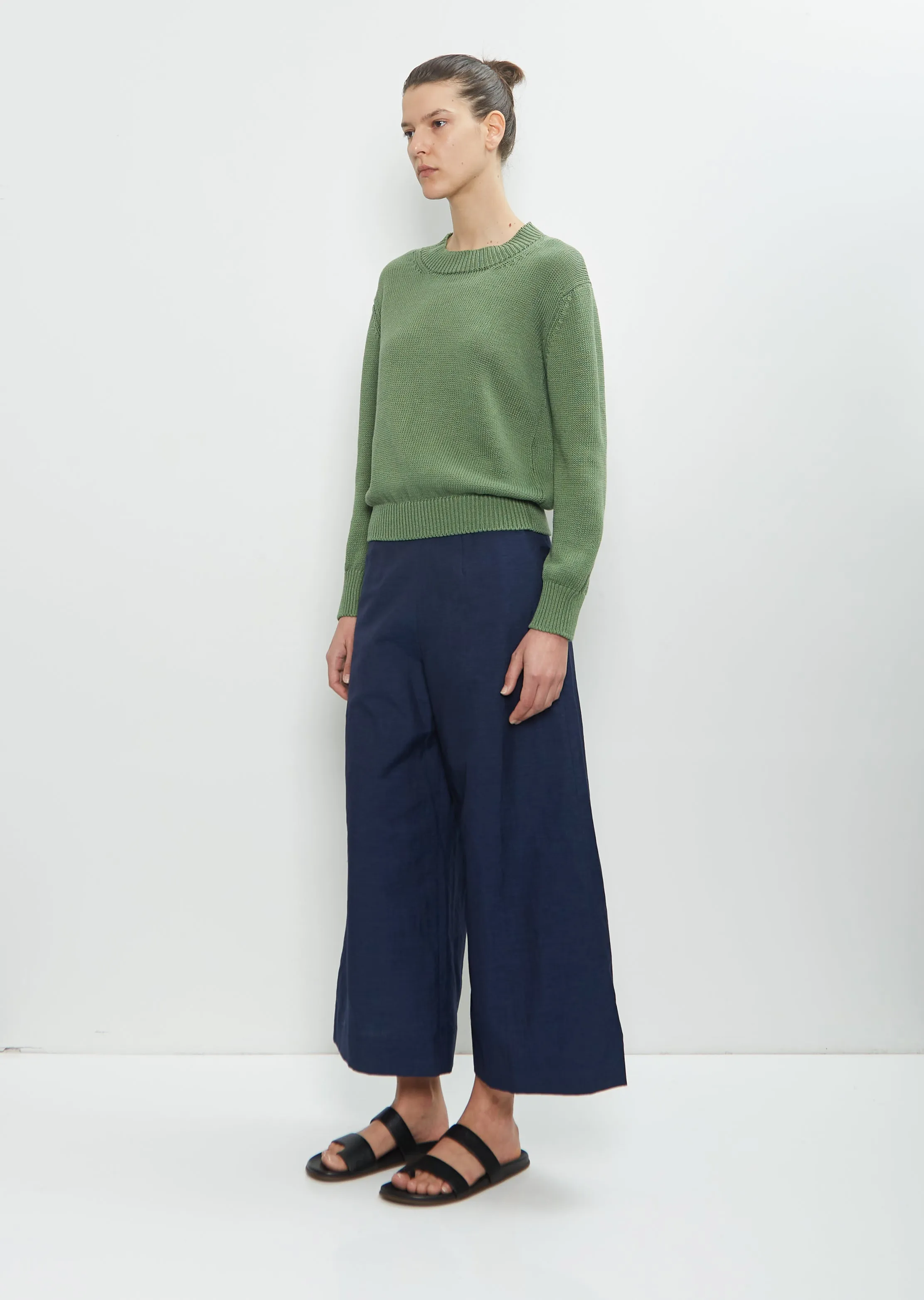 Linen Cotton Chunky Crew Neck Jumper