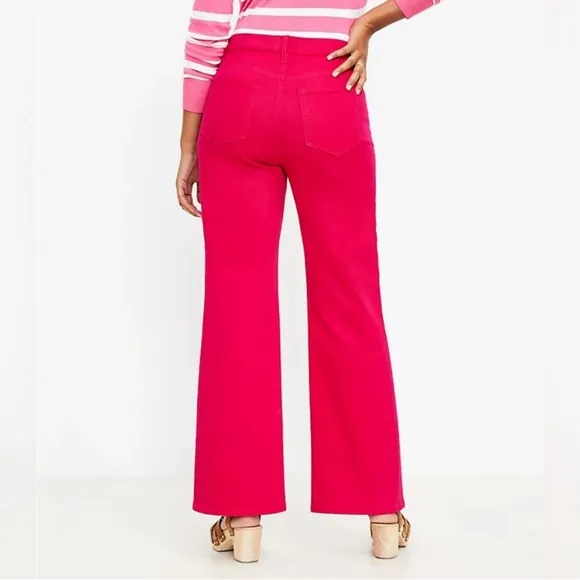 LOFT High Rise Wide Leg Jeans in Magenta Dark Pink Size 6/28