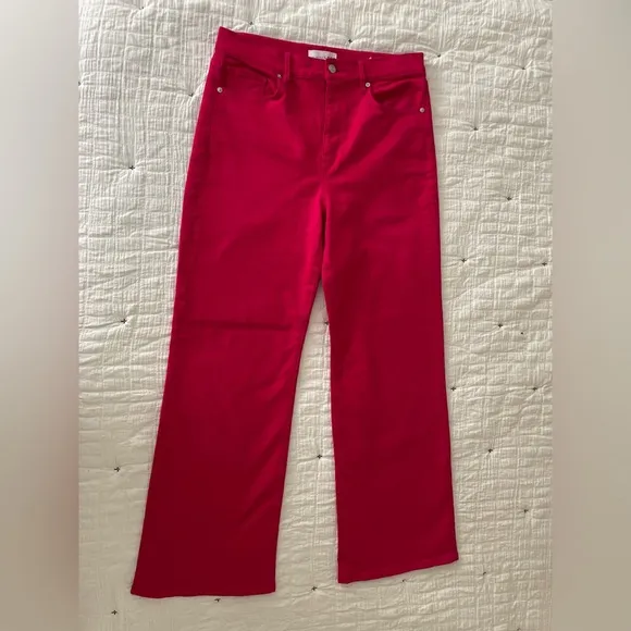 LOFT High Rise Wide Leg Jeans in Magenta Dark Pink Size 6/28