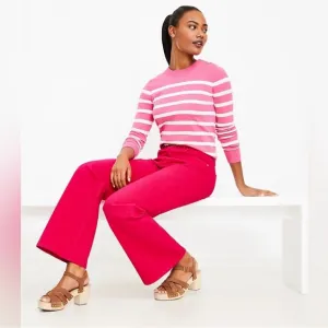 LOFT High Rise Wide Leg Jeans in Magenta Dark Pink Size 6/28