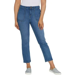 LOGO by Lori Goldstein Plus Size Crosshatch Crop Straight Leg Jeans