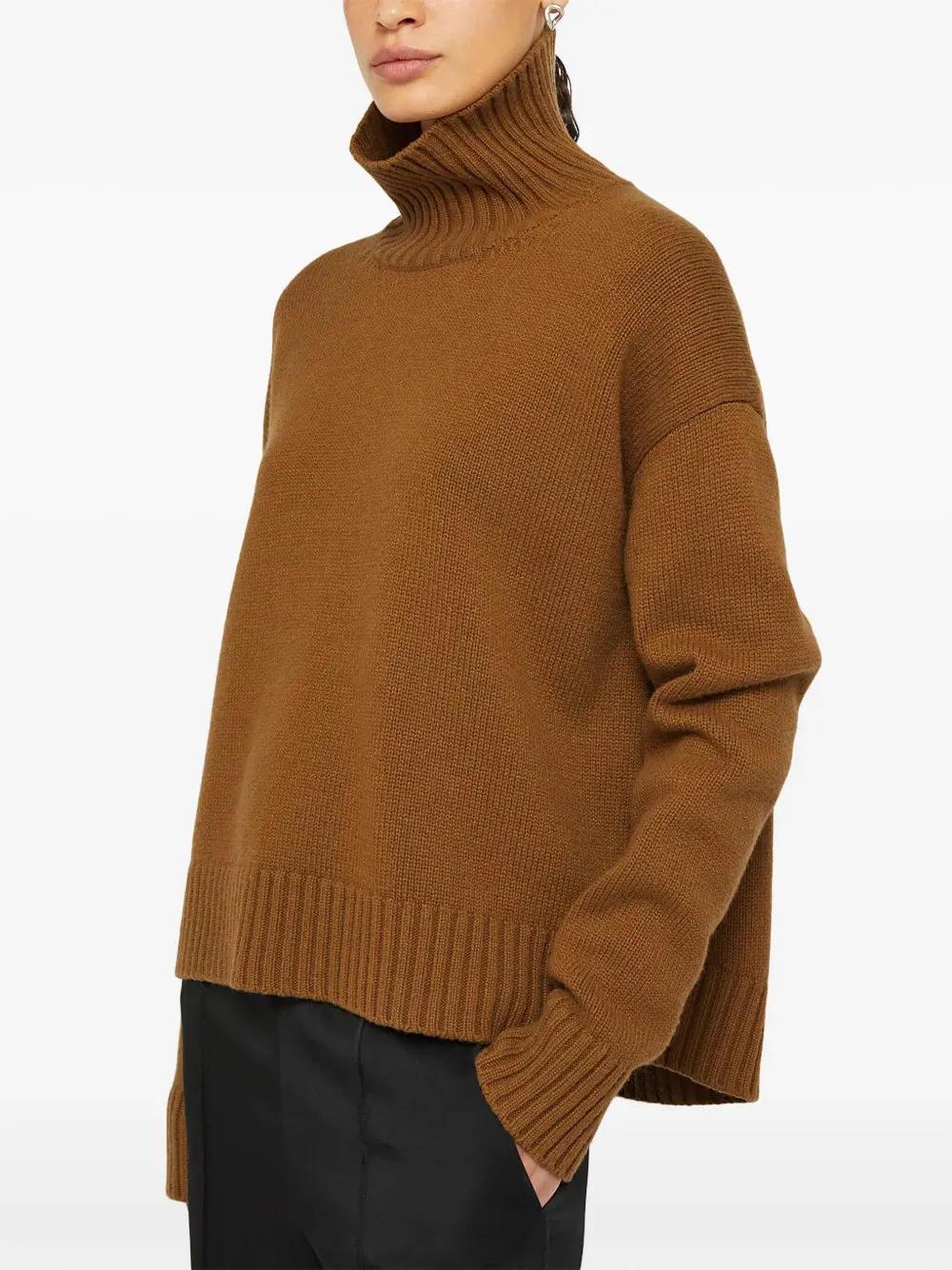 Long-Sleeved Cashmere Sweater Brown