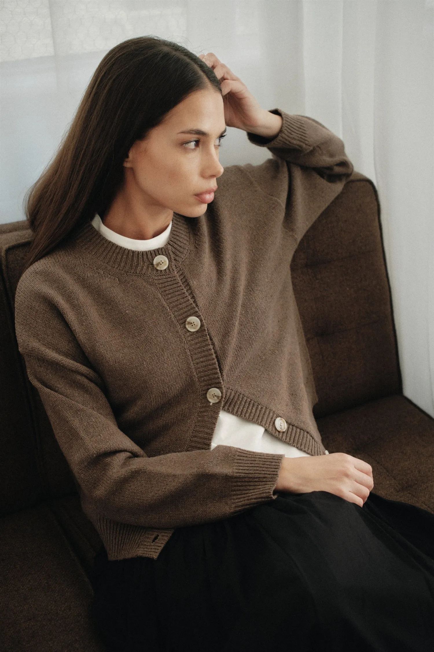 LUCY MOCHA KNIT CARDIGAN