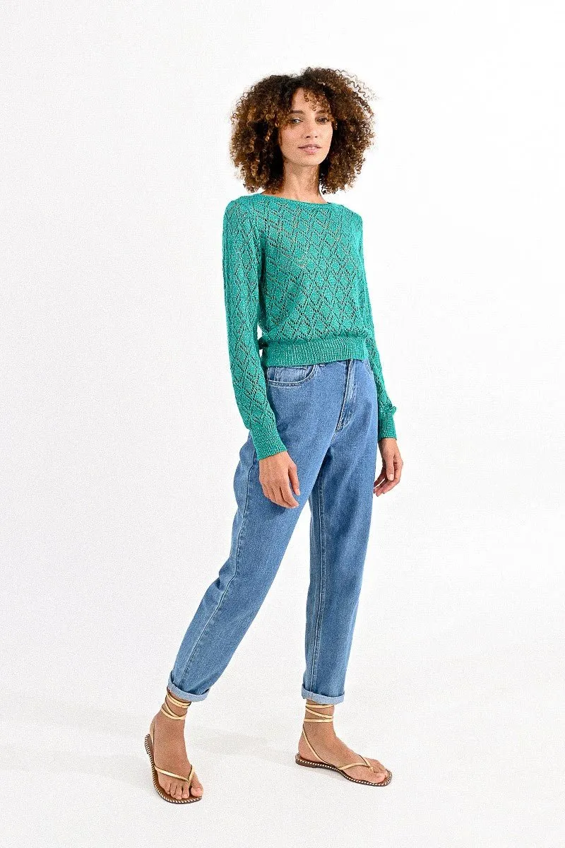 LUREX POINTELLE KNIT SWEATER
