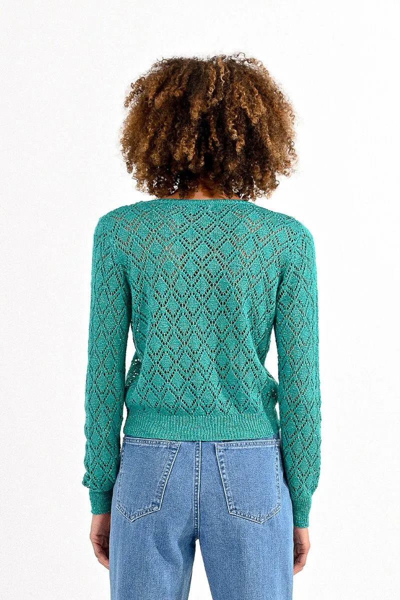 LUREX POINTELLE KNIT SWEATER