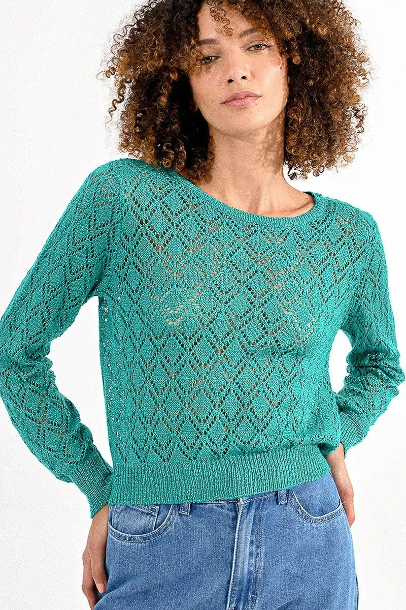 LUREX POINTELLE KNIT SWEATER