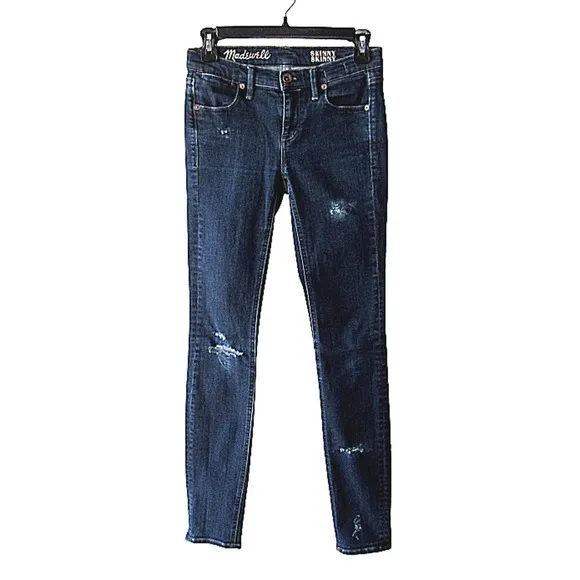 Madewell Dark Wash Skinny Skinny Distressed Jeans