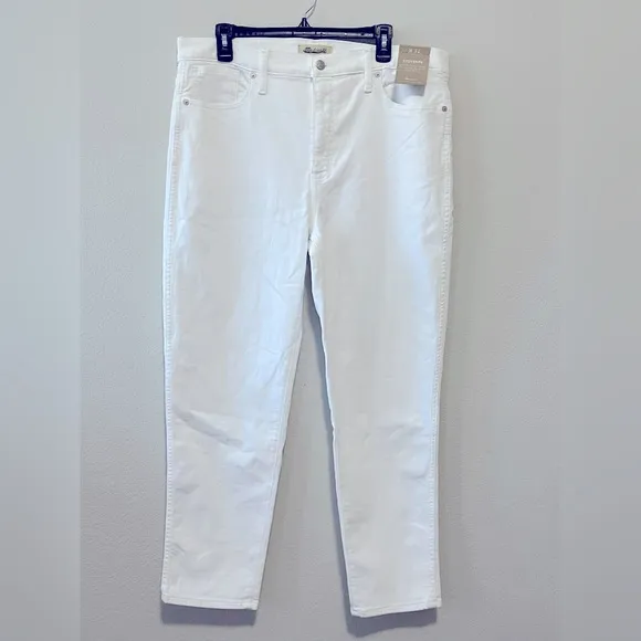 Madewell Stovepipe Jeans NWT Size 32 White Denim High Rise Straight Leg