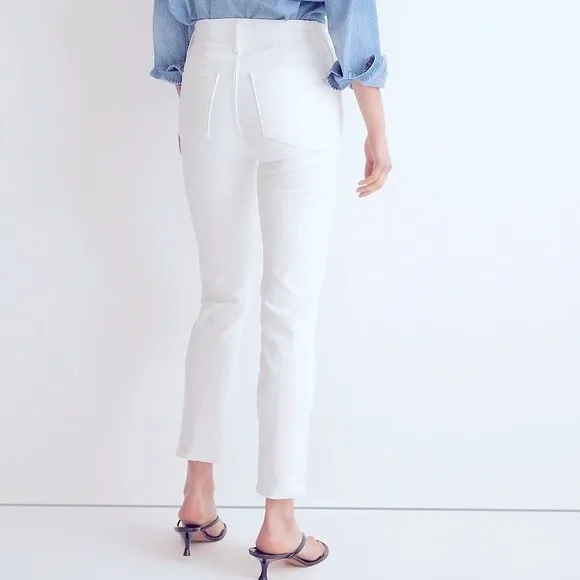Madewell Stovepipe Jeans NWT Size 32 White Denim High Rise Straight Leg
