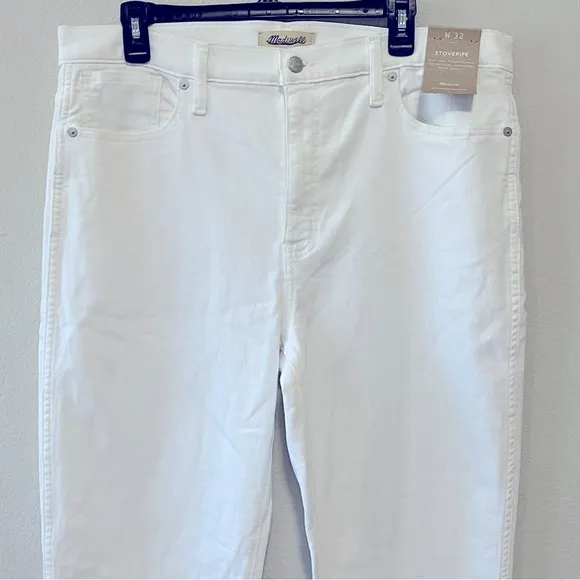 Madewell Stovepipe Jeans NWT Size 32 White Denim High Rise Straight Leg