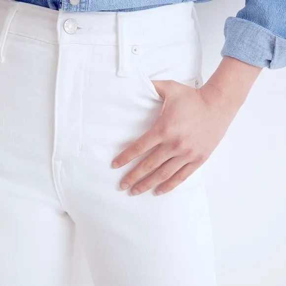 Madewell Stovepipe Jeans NWT Size 32 White Denim High Rise Straight Leg