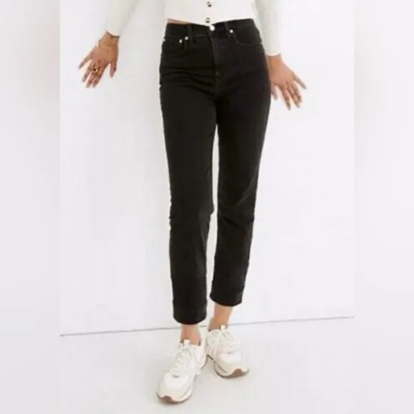 Madewell Women’s Washed Black Classic Straight Jeans High Rise Denim Style J2054