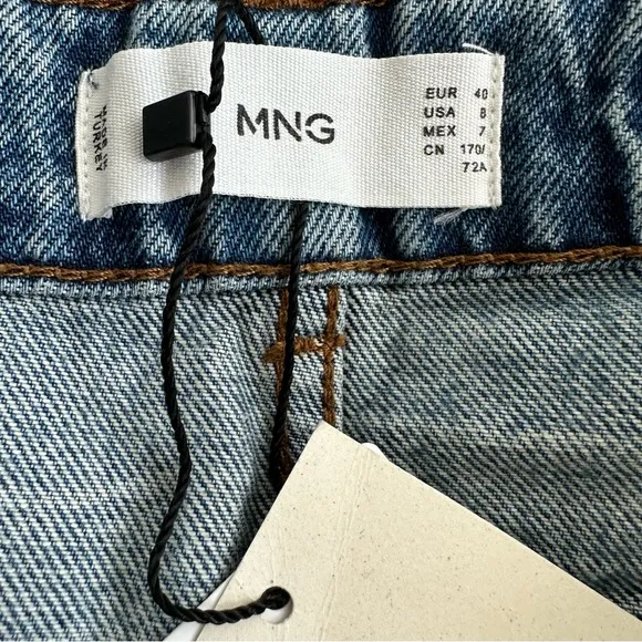 Mango Clinton High Rise Straight Leg Medium Wash Blue Denim Jeans