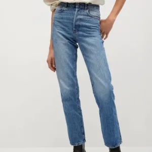 Mango Clinton High Rise Straight Leg Medium Wash Blue Denim Jeans