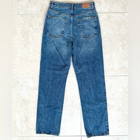 Mango Clinton High Rise Straight Leg Medium Wash Blue Denim Jeans
