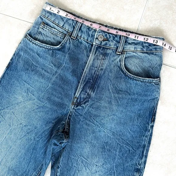 Mango Clinton High Rise Straight Leg Medium Wash Blue Denim Jeans