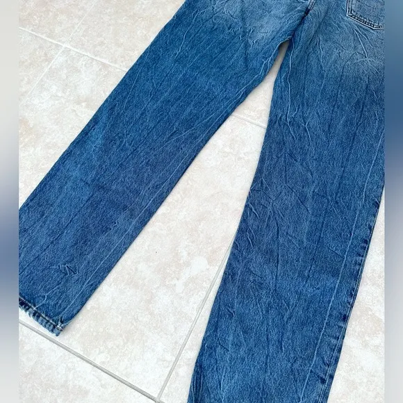 Mango Clinton High Rise Straight Leg Medium Wash Blue Denim Jeans