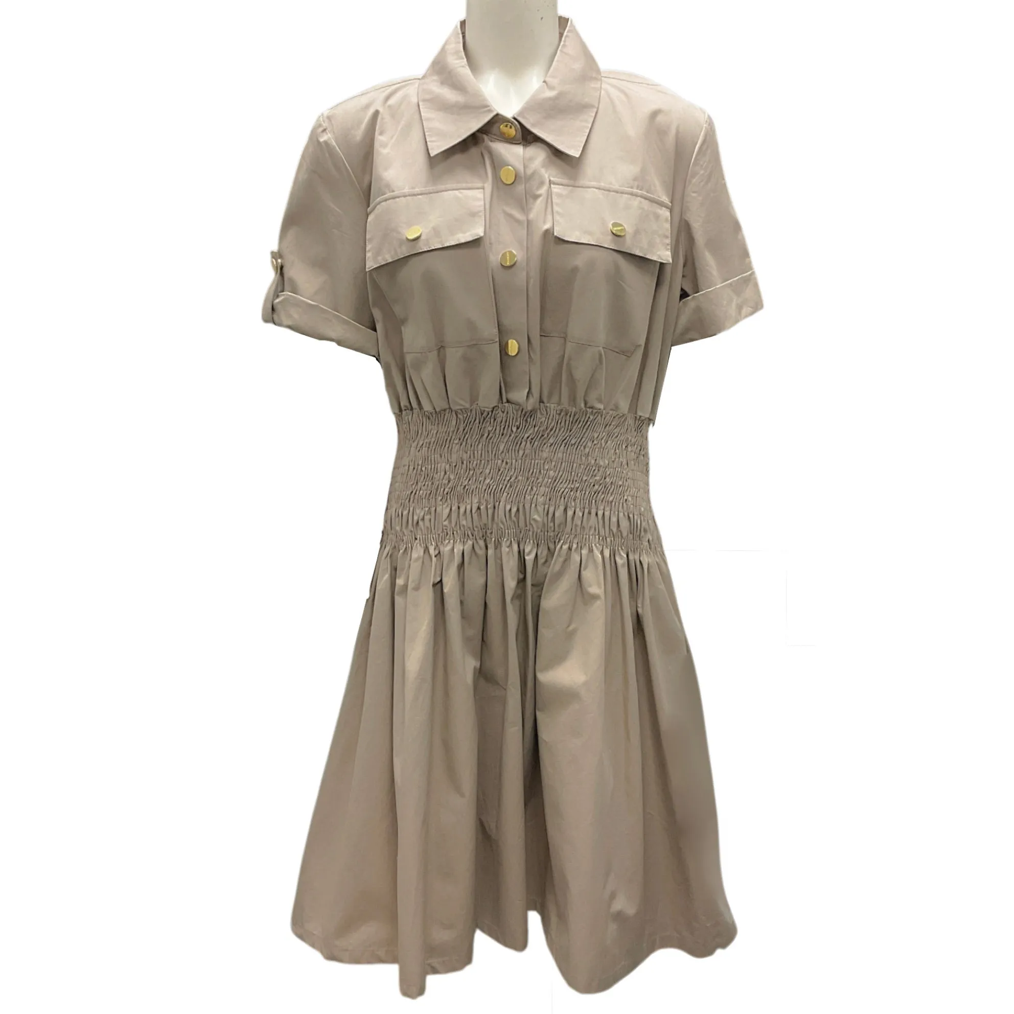Max & Moi Khaki 2021 Short Sleeved Cotton Dress