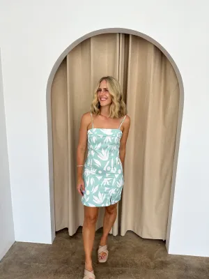 Megan Dress -Sage green/white