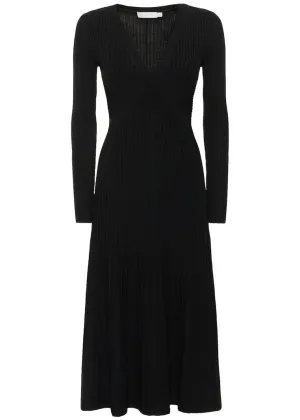 Melba Compact Rib Mid Dress (Black)