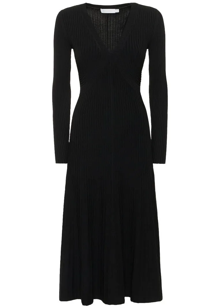 Melba Compact Rib Mid Dress (Black)