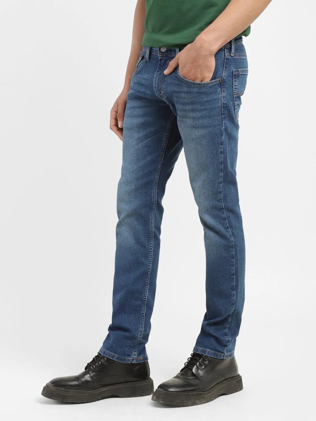 Men's 65504 Blue Skinny Fit Mid Rise Jeans