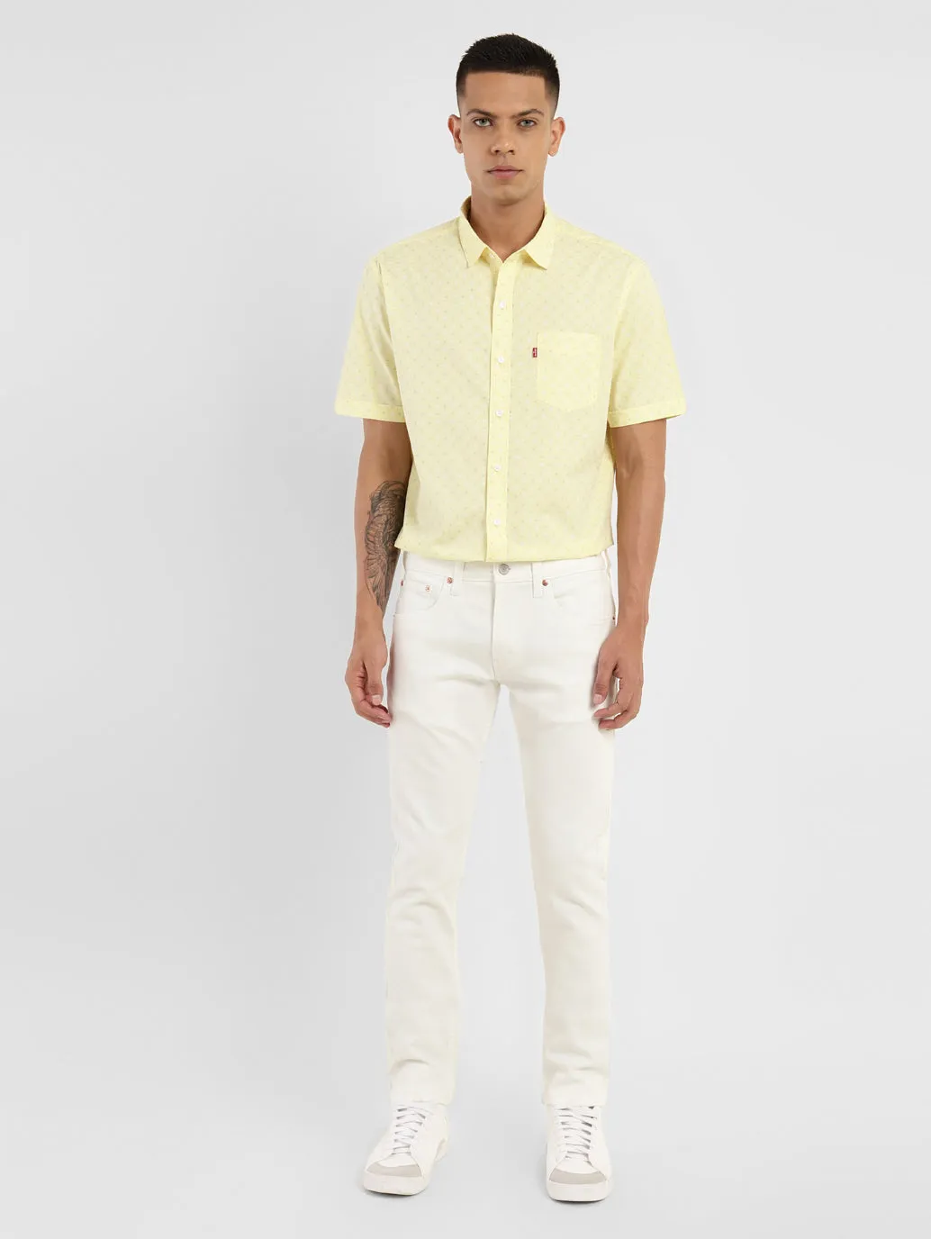 Men's 65504 White Skinny Fit Mid Rise Jeans