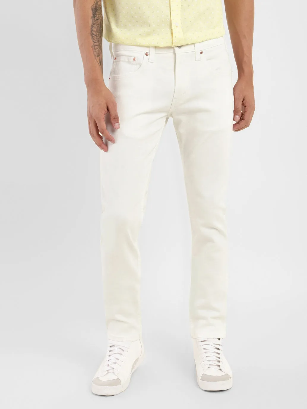 Men's 65504 White Skinny Fit Mid Rise Jeans