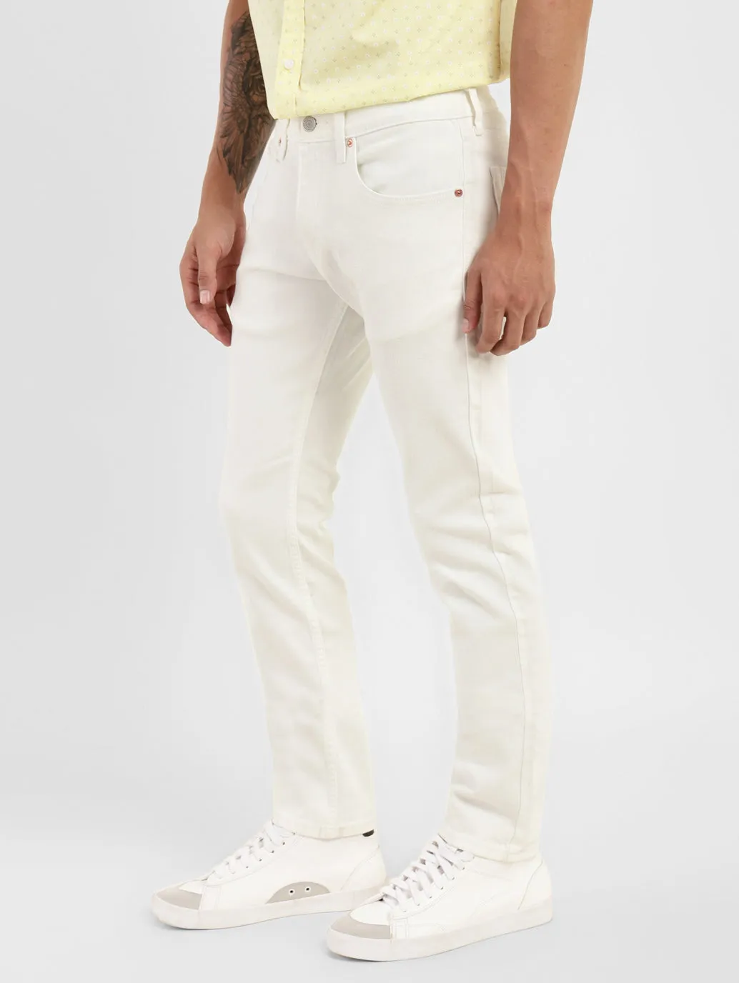 Men's 65504 White Skinny Fit Mid Rise Jeans