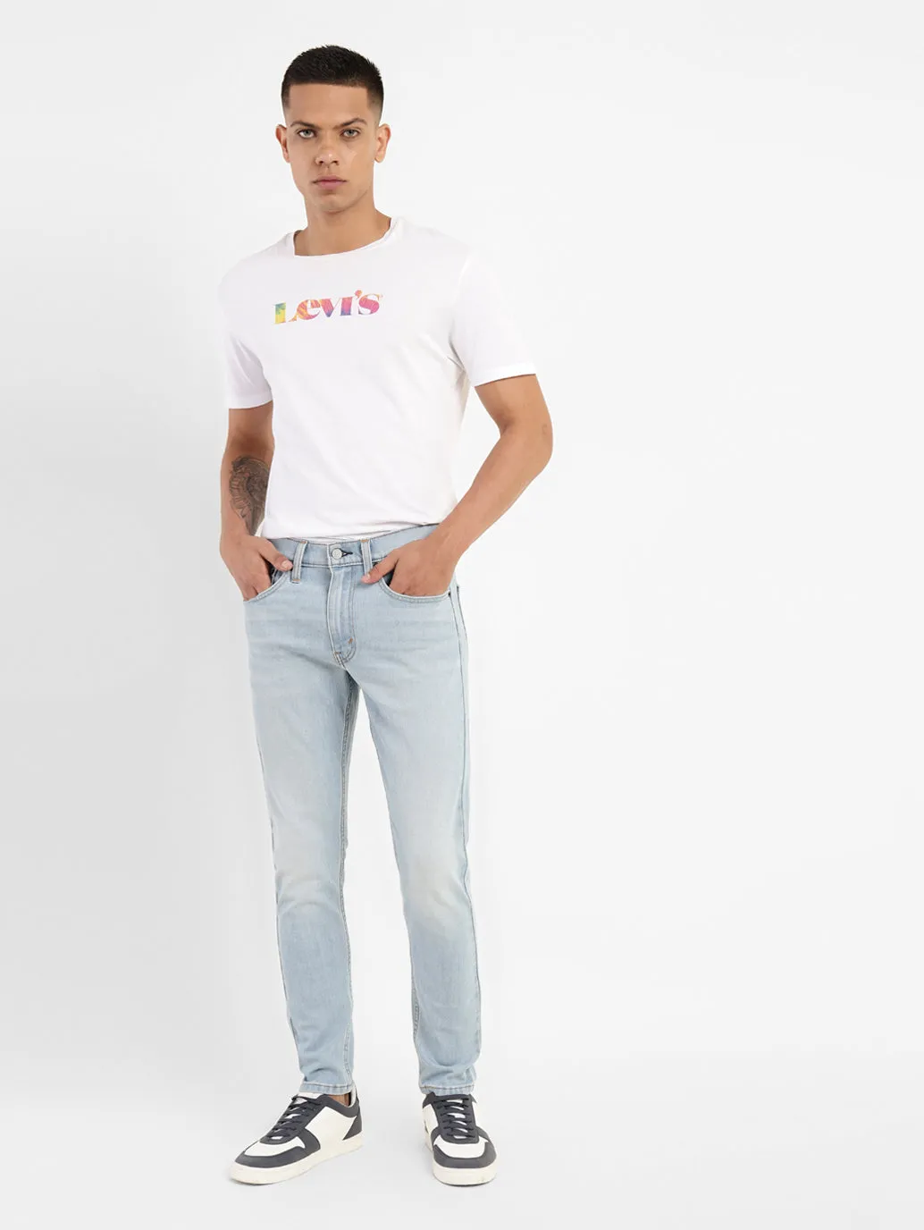 Men's Blue Skinny Fit Mid Rise Jeans