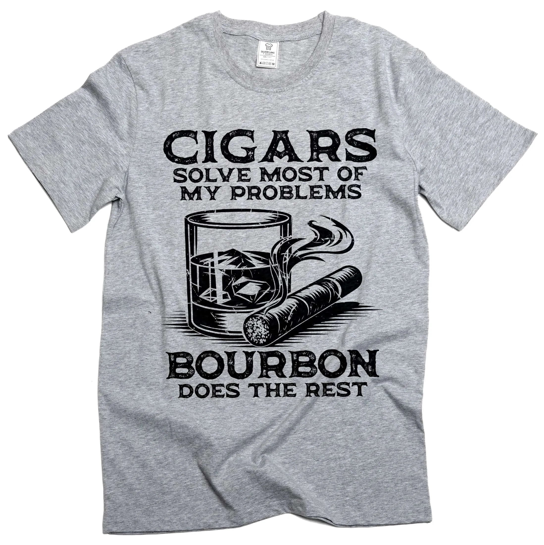 Men's Funny Cigars and Bourbon T-shirt Father's day tee shirt gift Birthday Papa grandpa tee shirt