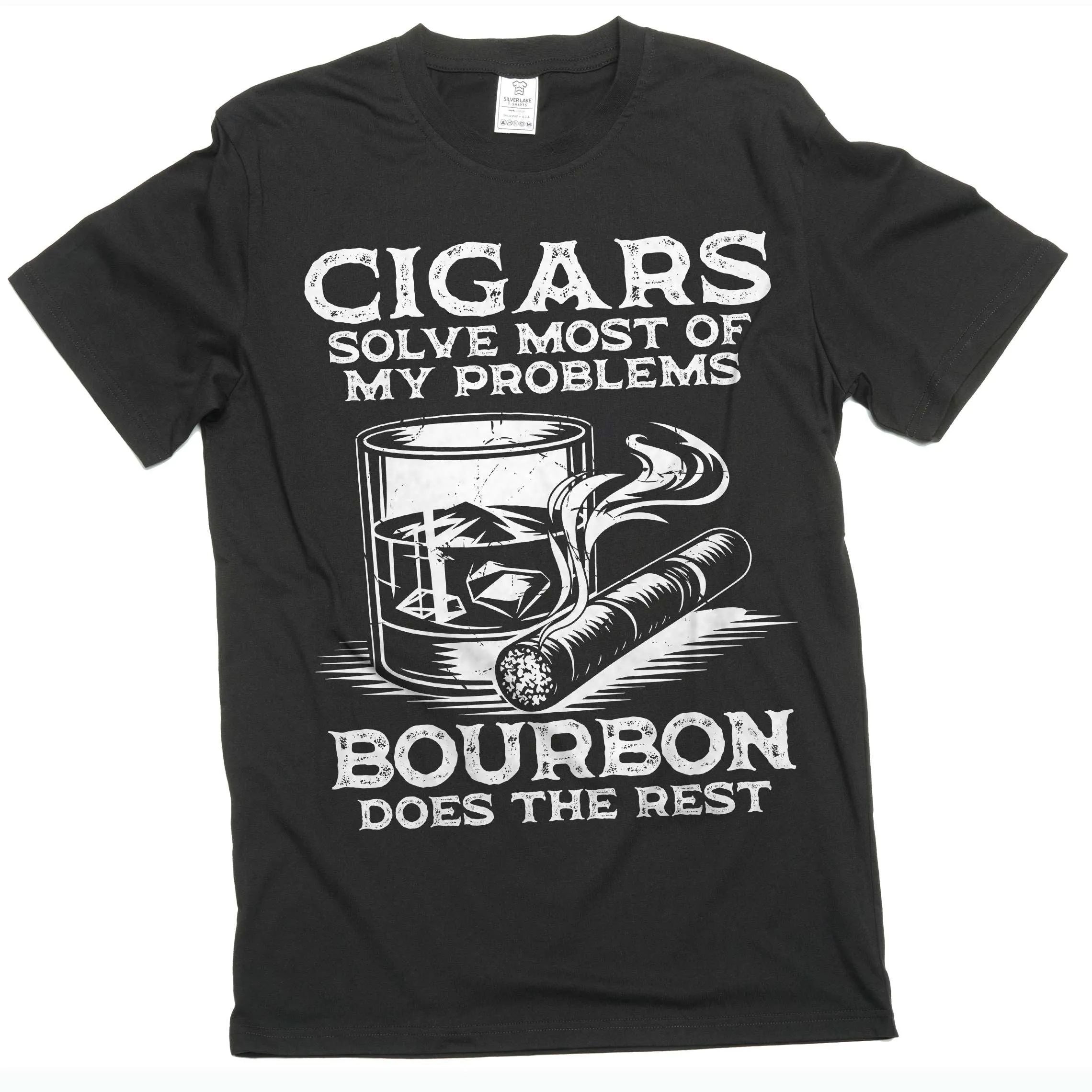 Men's Funny Cigars and Bourbon T-shirt Father's day tee shirt gift Birthday Papa grandpa tee shirt