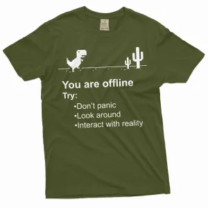 Mens Funny Shirt Google Offline Game Shirt T-Rex Dino Runner Shirt Humorous Gift