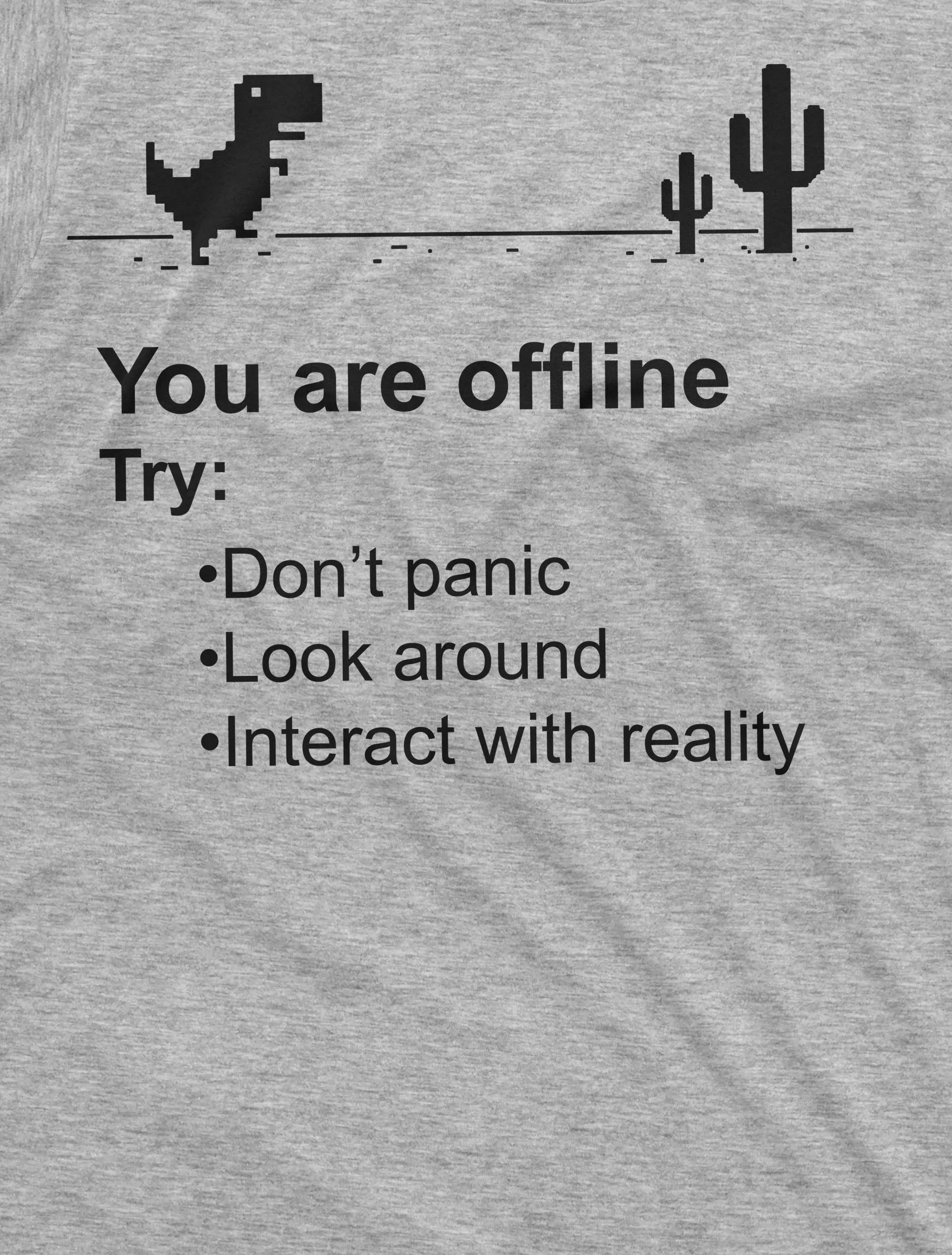 Mens Funny Shirt Google Offline Game Shirt T-Rex Dino Runner Shirt Humorous Gift