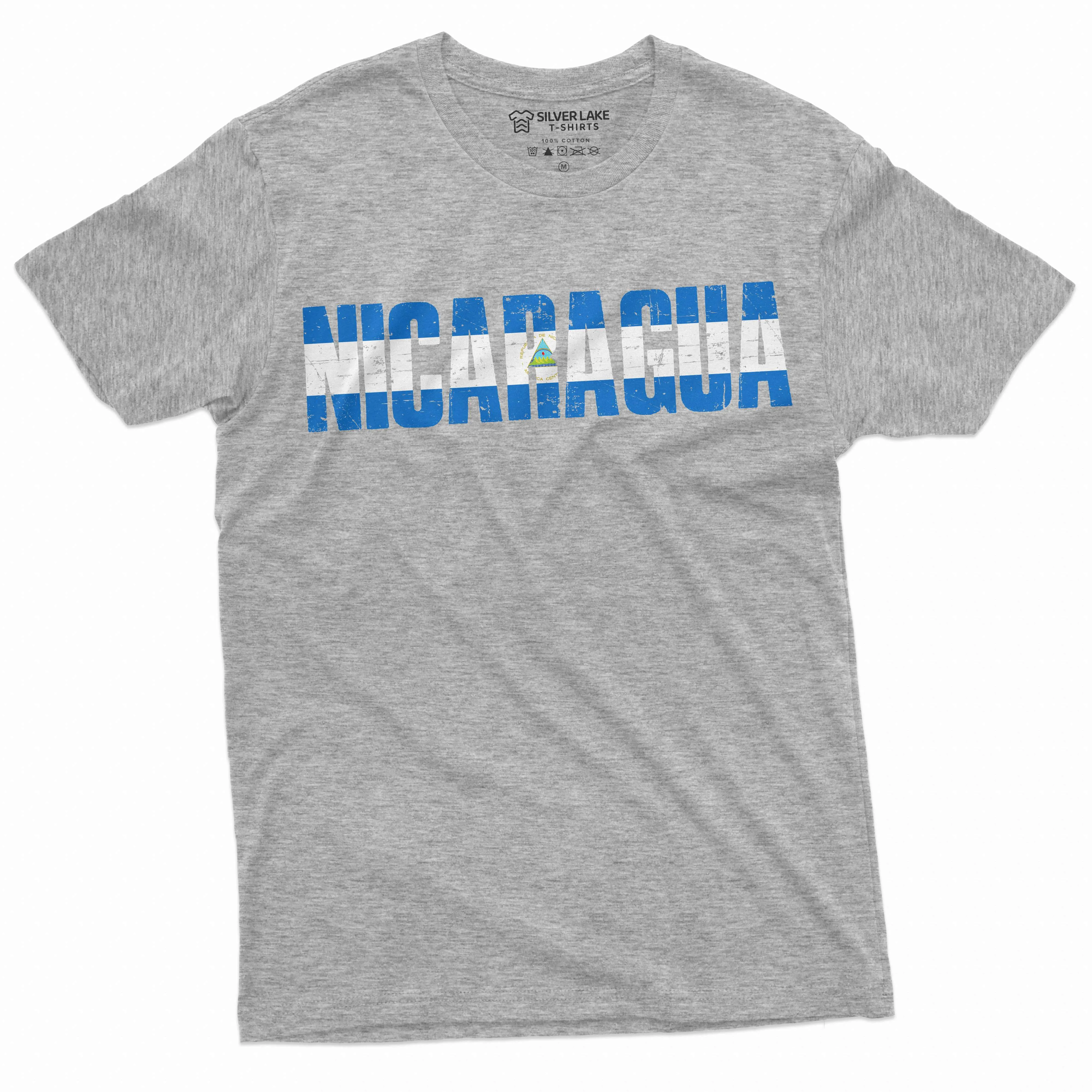 Men's Nicaragua T-shirt Nicaragua Patriotic flag coat of arms tee shirt
