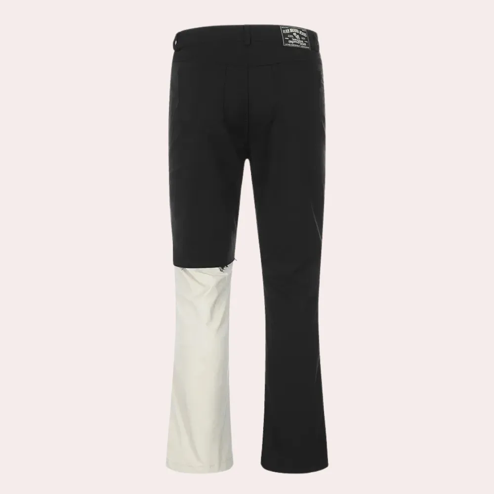 Men's ripped casual trousers trendy black design for everyday wear - stylish distressed bottoms for relaxed outings
