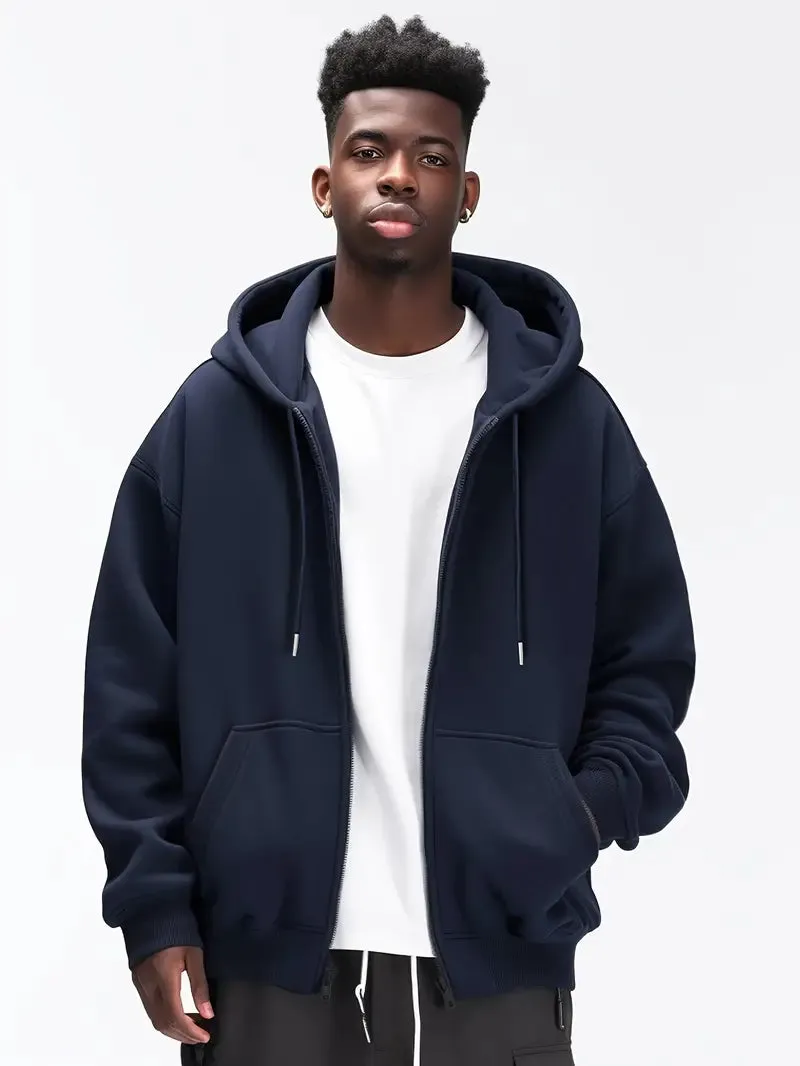 Men's zip-up hoodie casual wear - cozy oversized sweatshirt for everyday style