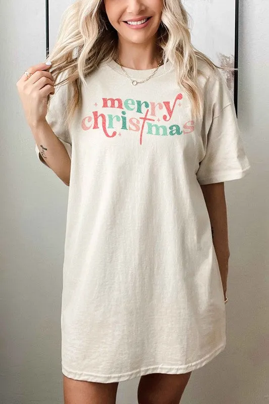 MERRY CHRISTMAS OVERSIZED GRAPHIC TEE