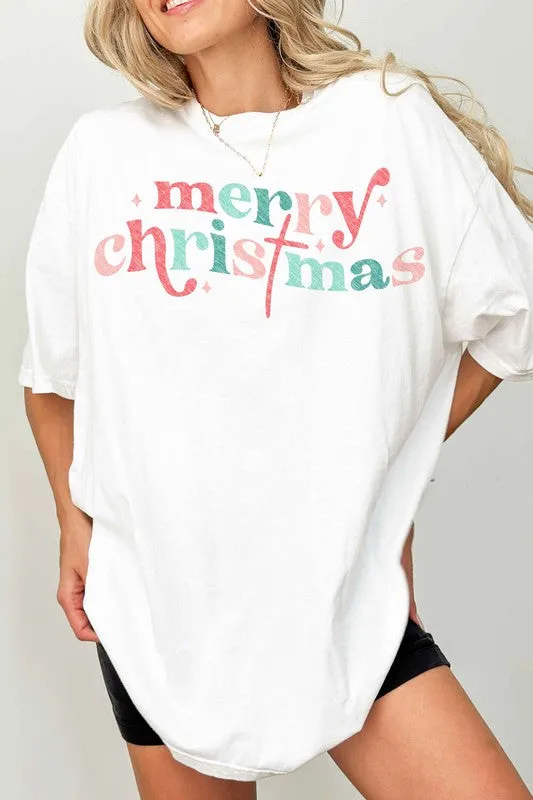 MERRY CHRISTMAS OVERSIZED GRAPHIC TEE