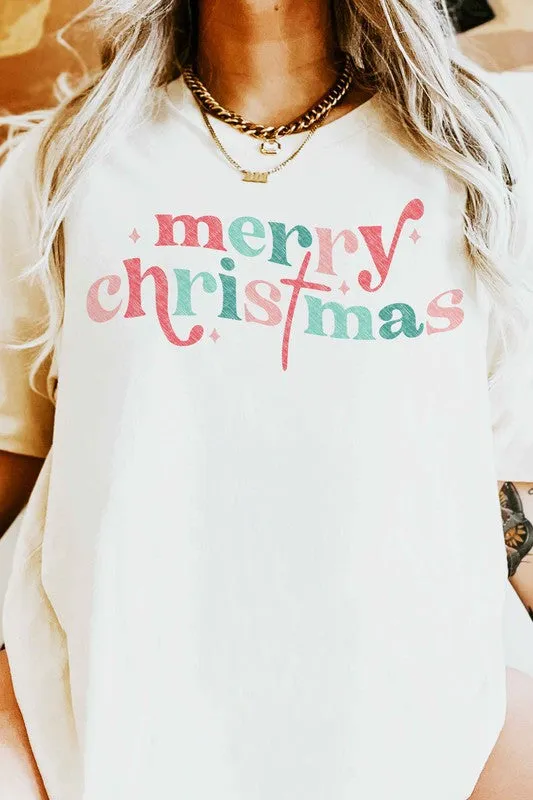 MERRY CHRISTMAS OVERSIZED GRAPHIC TEE
