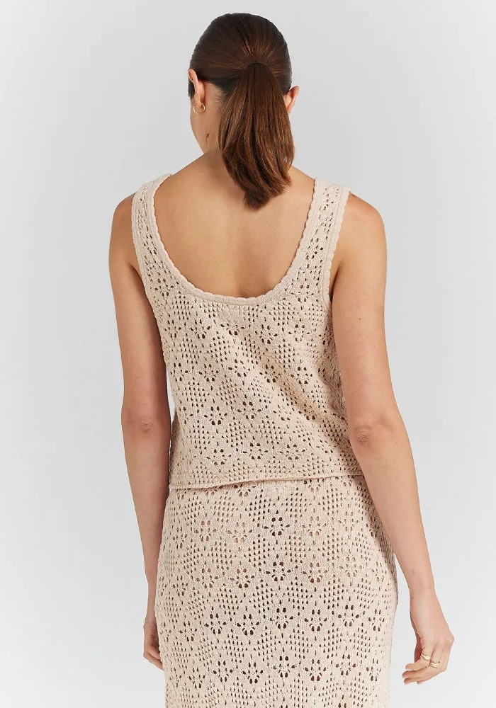 Messina Knit Singlet Top - Sand