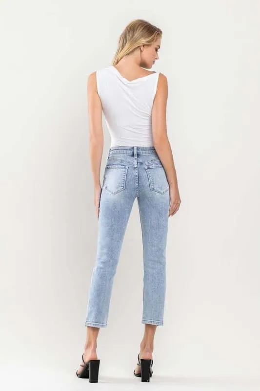 Mid-Rise Crop Slim Steaight Jeans by Vervet