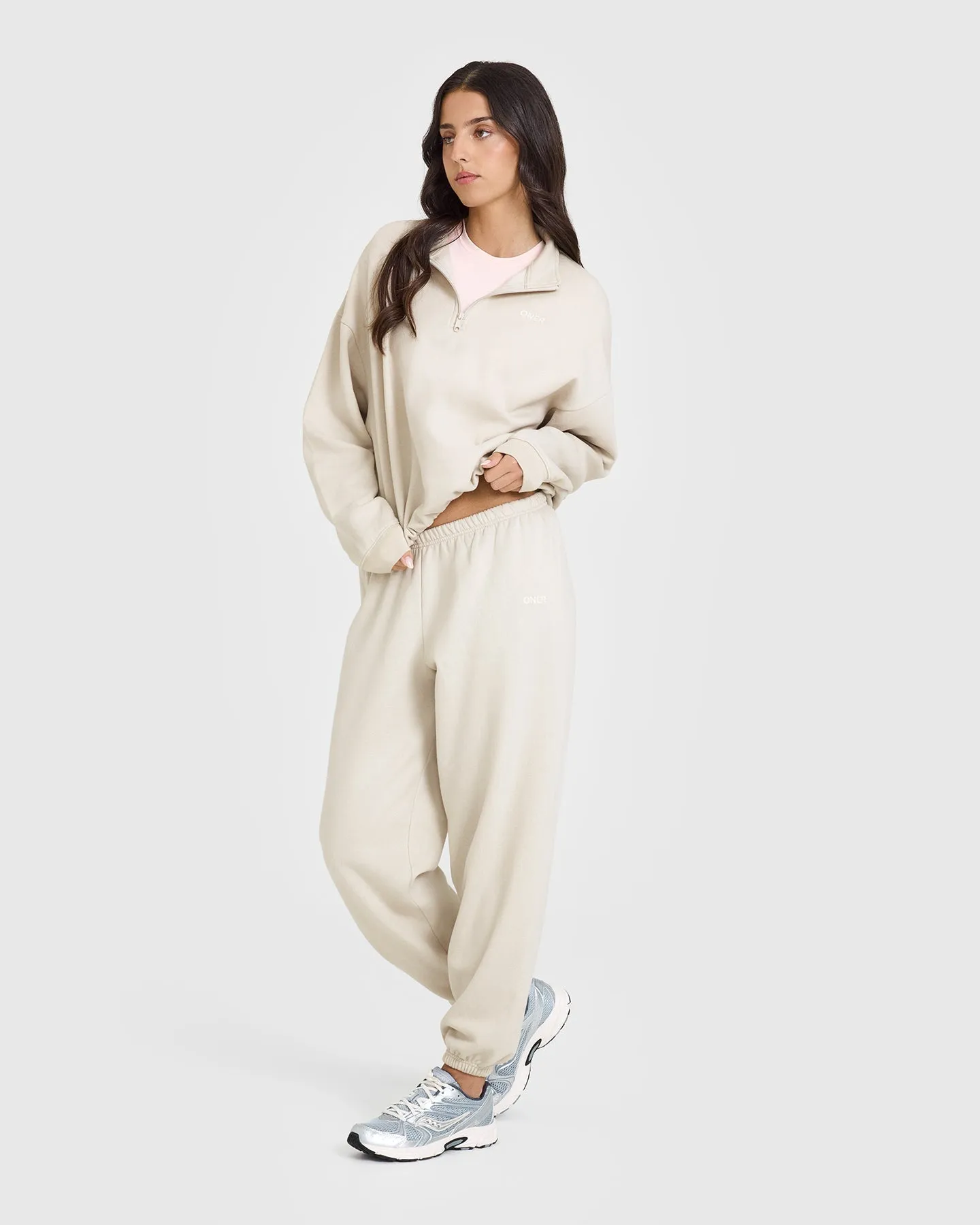 Mid Weight 1/4 Zip Sweatshirt | Sand