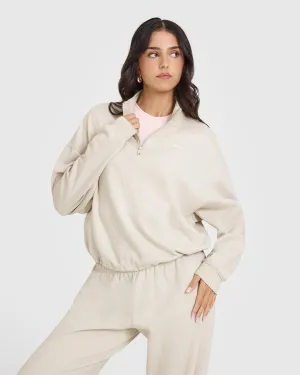 Mid Weight 1/4 Zip Sweatshirt | Sand