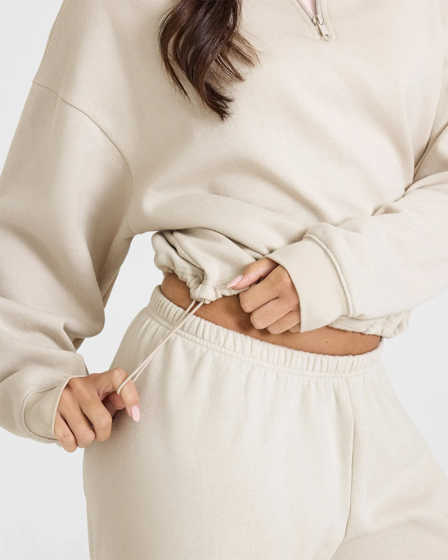 Mid Weight 1/4 Zip Sweatshirt | Sand