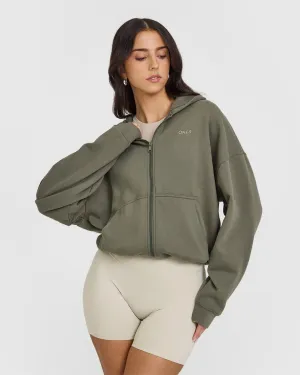 Mid Weight Zip Through Hoodie | Alpine Green