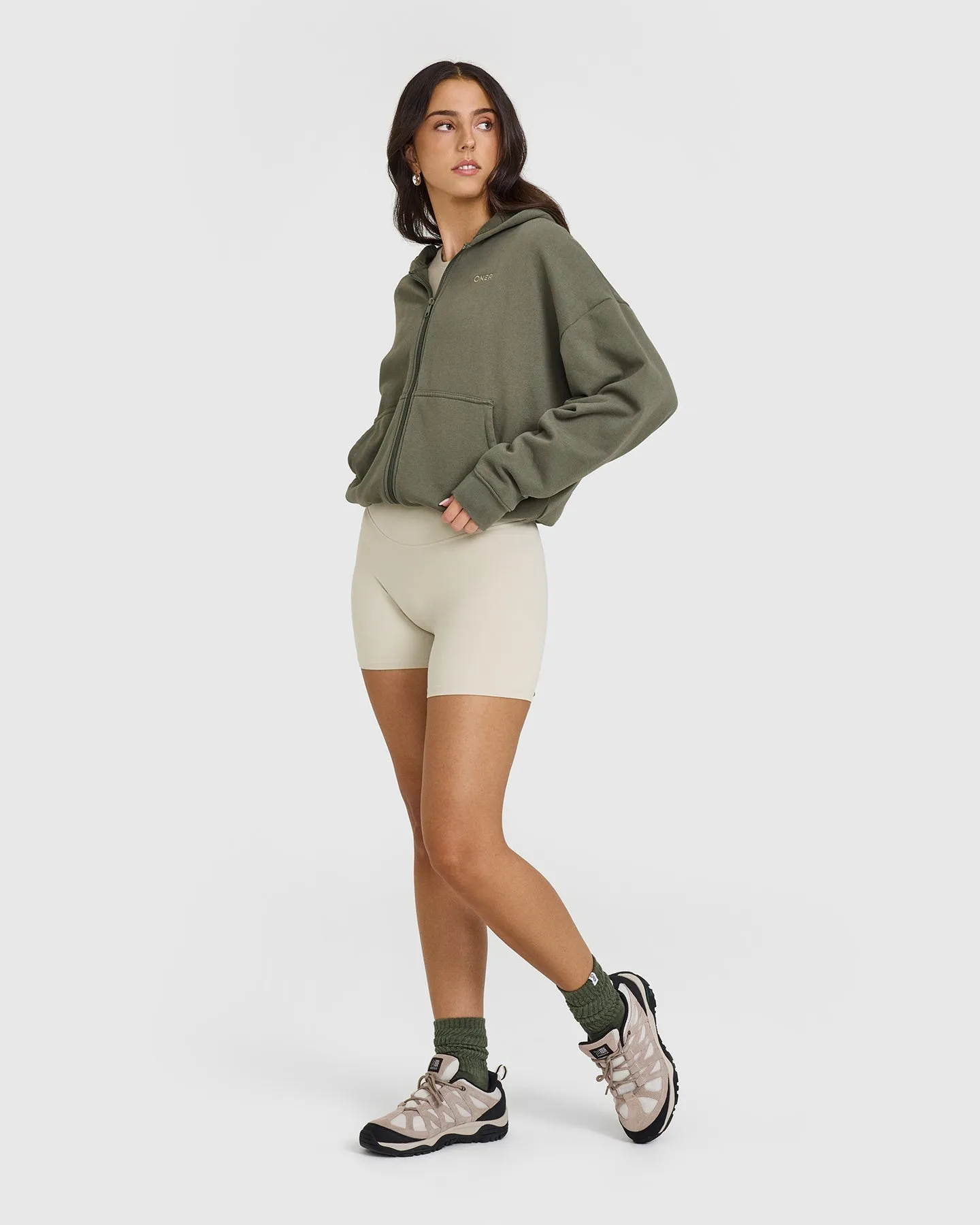 Mid Weight Zip Through Hoodie | Alpine Green