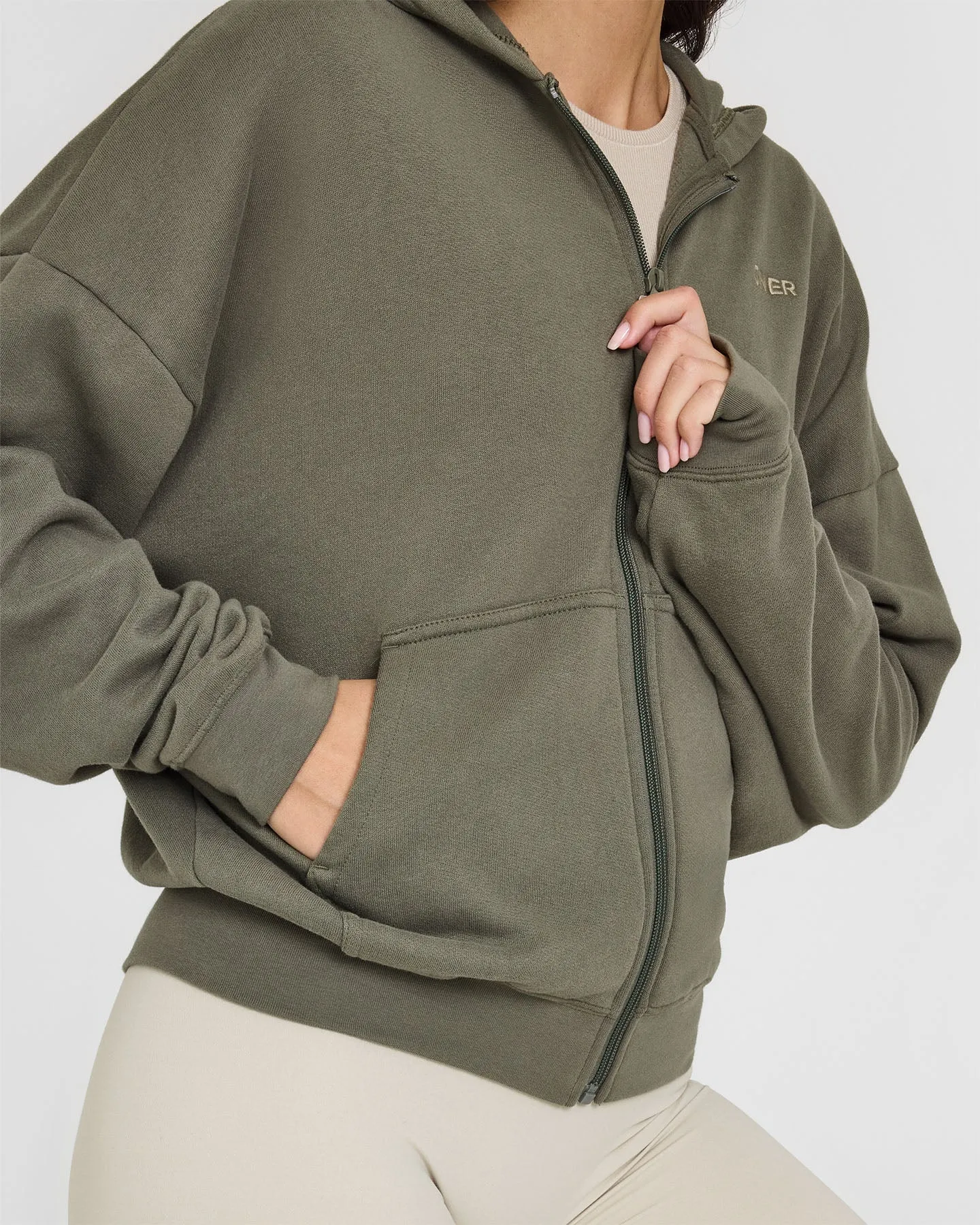Mid Weight Zip Through Hoodie | Alpine Green
