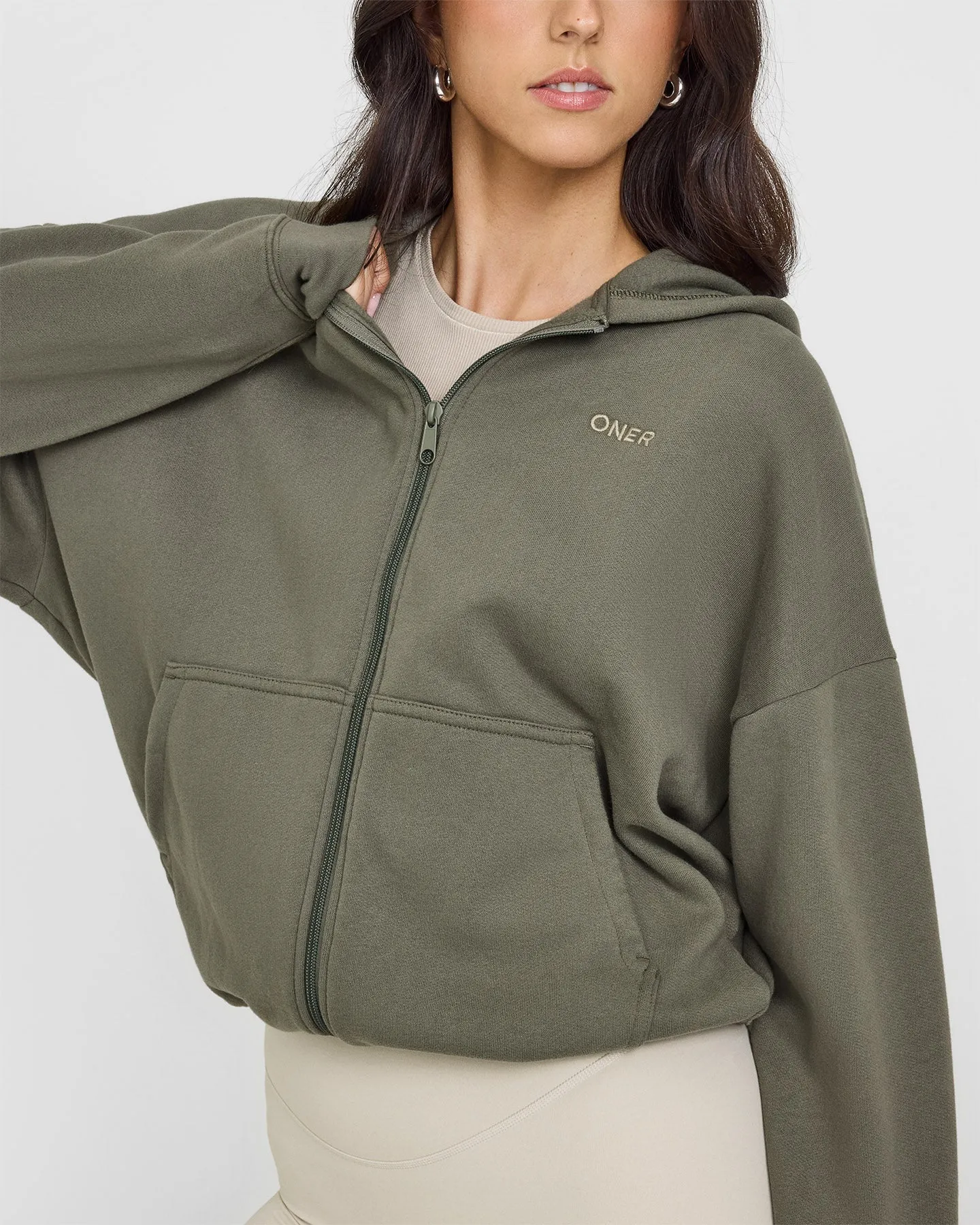 Mid Weight Zip Through Hoodie | Alpine Green